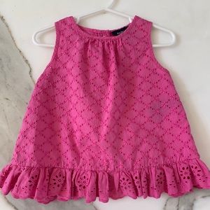 Ralph Lauren Hot Pink Eyelet Top 24 months